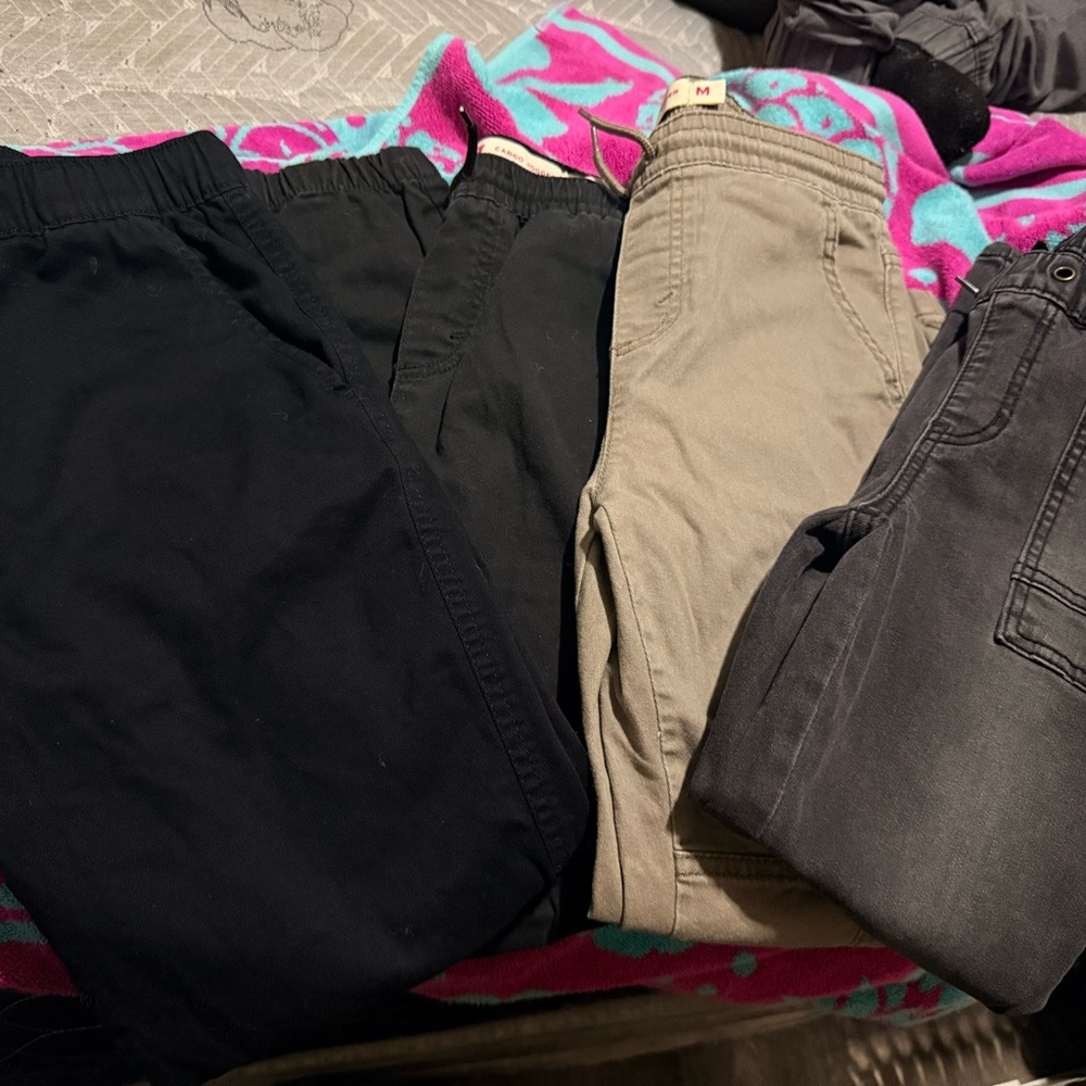Kids Casual Pants Set - Black, Tan, Gray